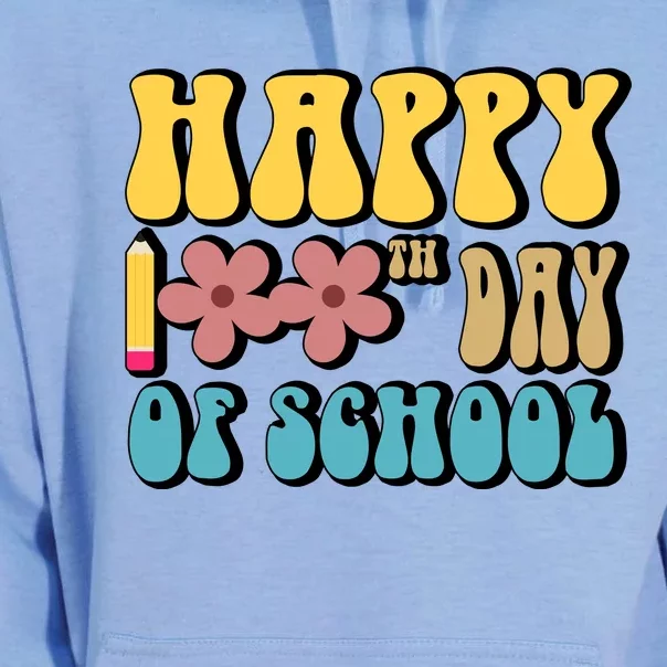 Happy 100th Day Of School Cute Retro Flower Unisex Surf Hoodie