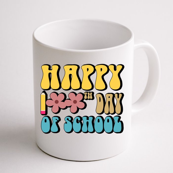 Happy 100th Day Of School Cute Retro Flower Front & Back Coffee Mug