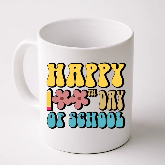 Happy 100th Day Of School Cute Retro Flower Front & Back Coffee Mug