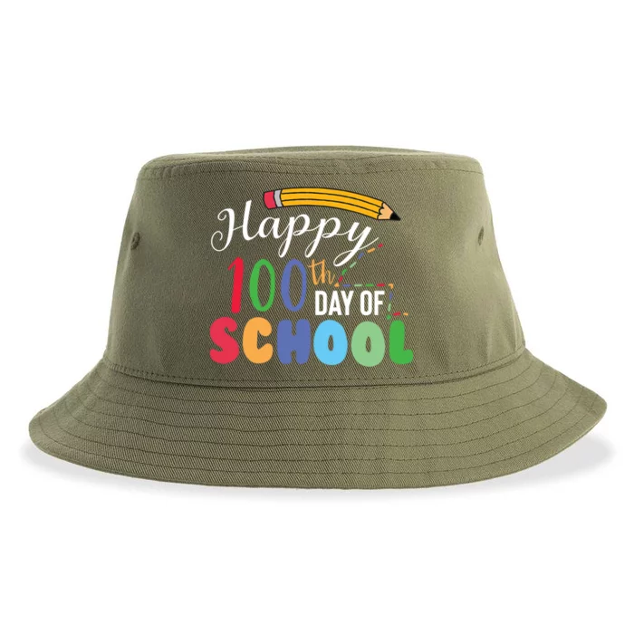 Happy 100th Day Of School Teacher Student Gift Sustainable Bucket Hat