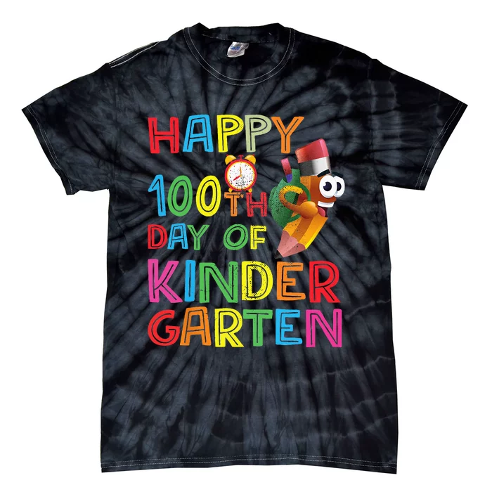 Happy 100 Days Kindergarten School Teacher Student 100th Day Tie-Dye T-Shirt