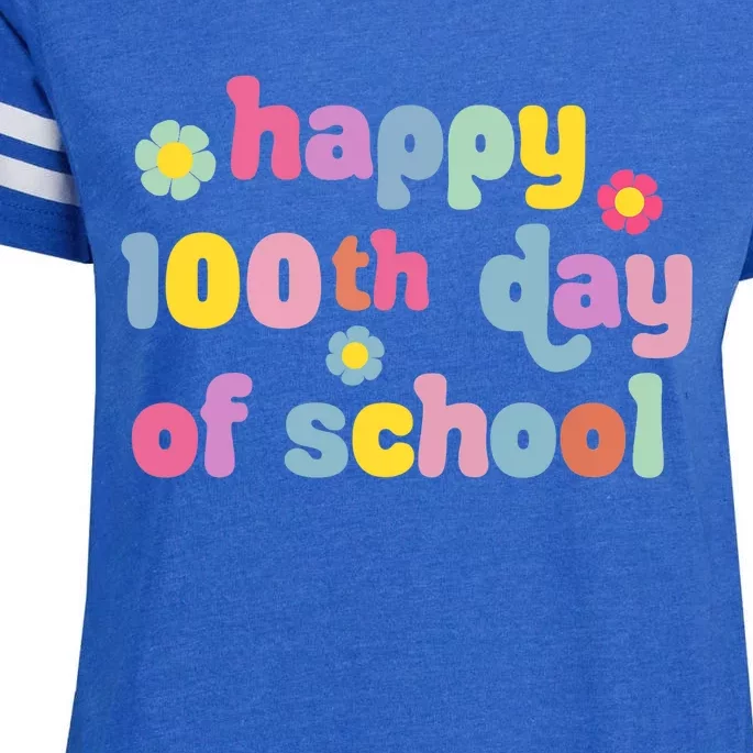 Happy 100th Day Of School Teachers Students Enza Ladies Jersey Football T-Shirt