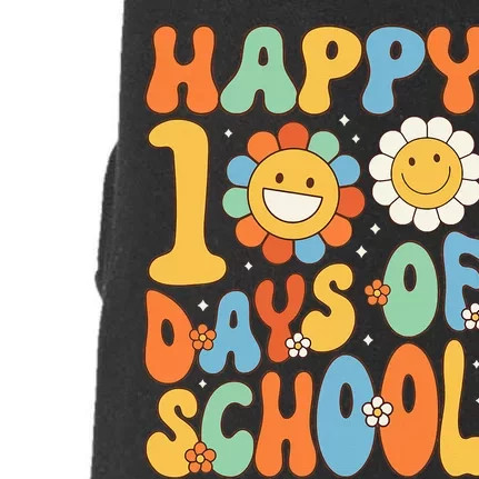 Happy 100 Days Of School Groovy 100th Day Of School Doggie 3-End Fleece Hoodie