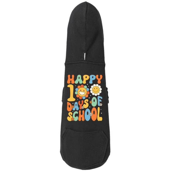 Happy 100 Days Of School Groovy 100th Day Of School Doggie 3-End Fleece Hoodie