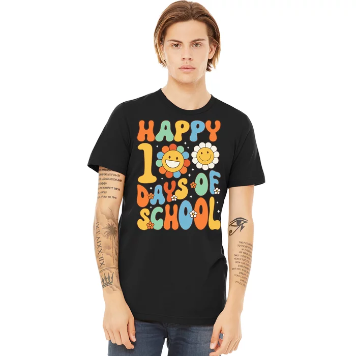 Happy 100 Days Of School Groovy 100th Day Of School Premium T-Shirt