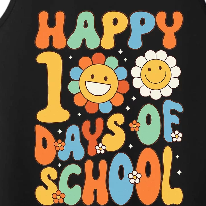 Happy 100 Days Of School Groovy 100th Day Of School Performance Tank