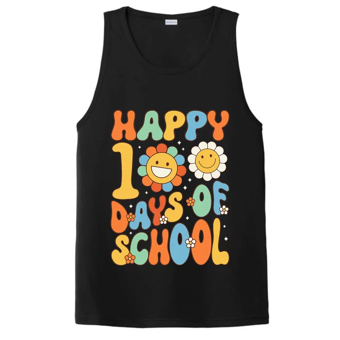 Happy 100 Days Of School Groovy 100th Day Of School Performance Tank