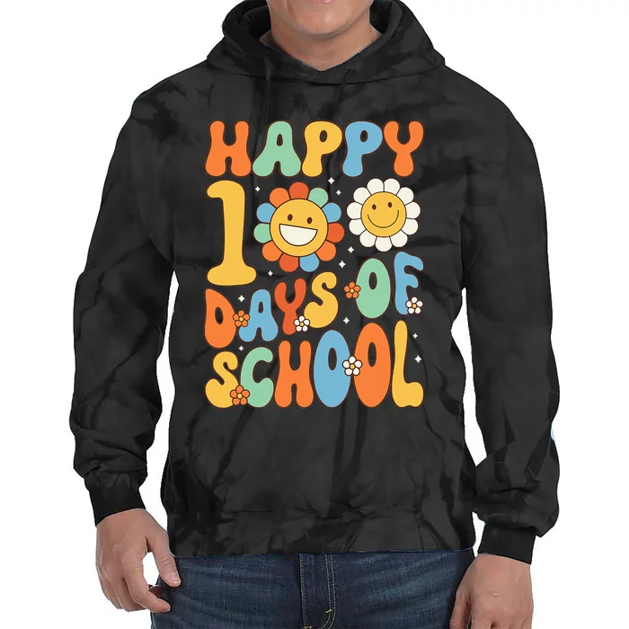 Happy 100 Days Of School Groovy 100th Day Of School Tie Dye Hoodie