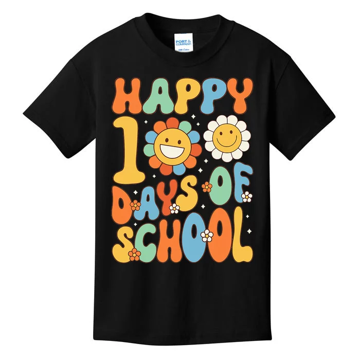 Happy 100 Days Of School Groovy 100th Day Of School Kids T-Shirt