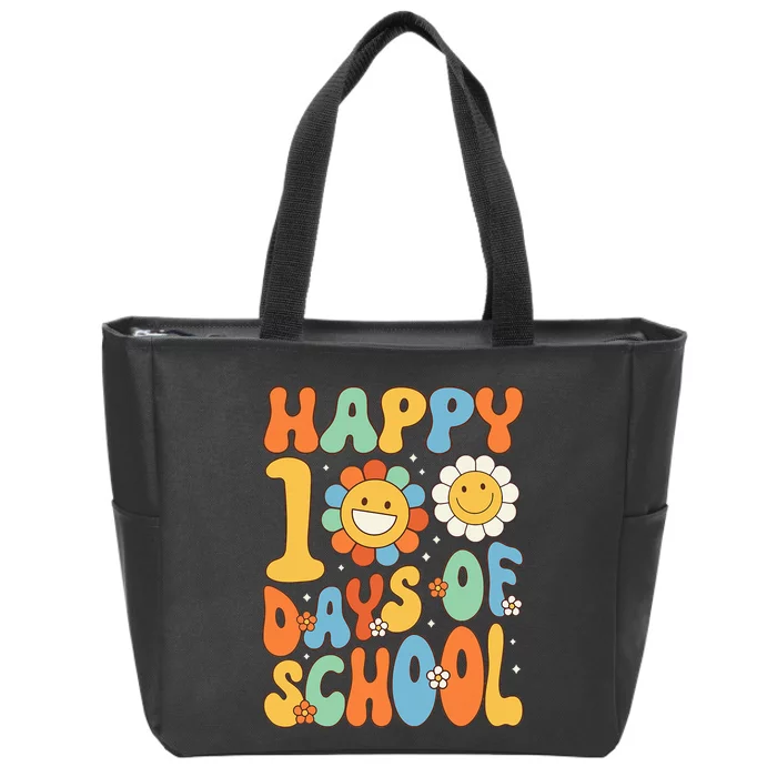 Happy 100 Days Of School Groovy 100th Day Of School Zip Tote Bag