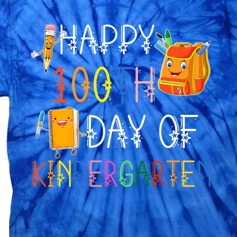 Happy 100th Day Of Kindergarten Funny 100 Days Of School Meaningful Gift Tie-Dye T-Shirt