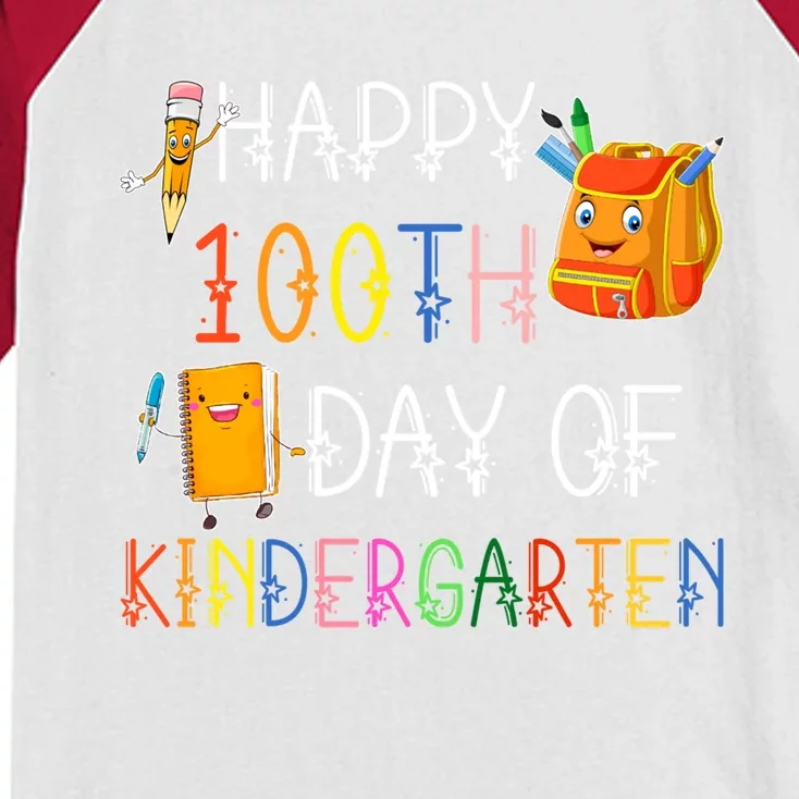 Happy 100th Day Of Kindergarten Funny 100 Days Of School Meaningful Gift Kids Colorblock Raglan Jersey