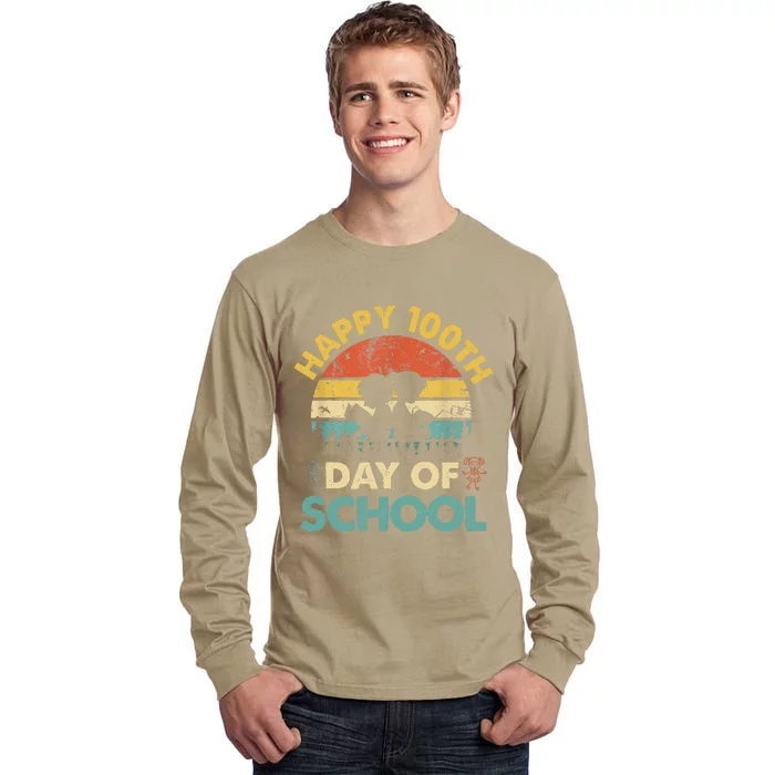 Happy 100th Day Of School Teacher Reading Book Design Tall Long Sleeve T-Shirt