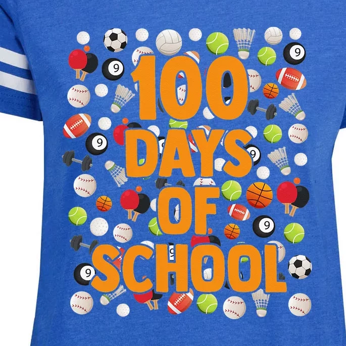 Happy 100 Days Of School PE Teacher Enza Ladies Jersey Football T-Shirt