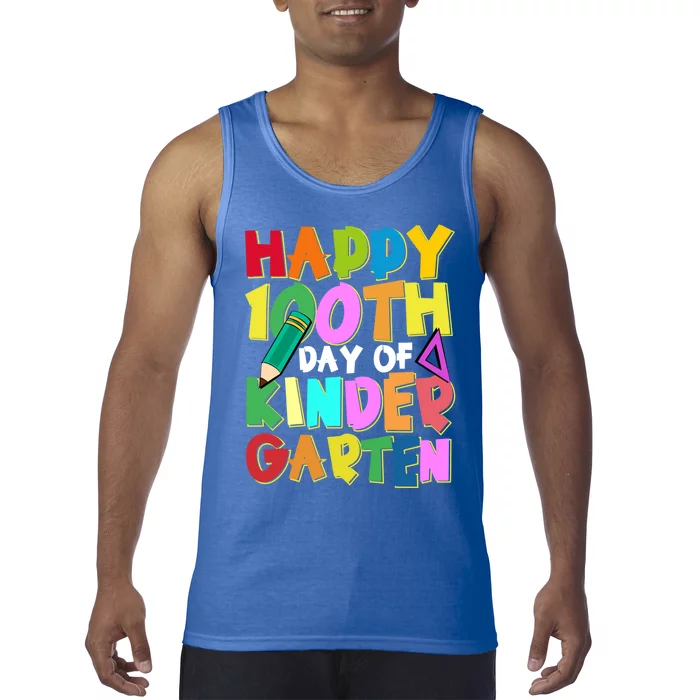 Happy 100th Day Of Kindergarten Groovy 100 Days Of School Gift Tank Top