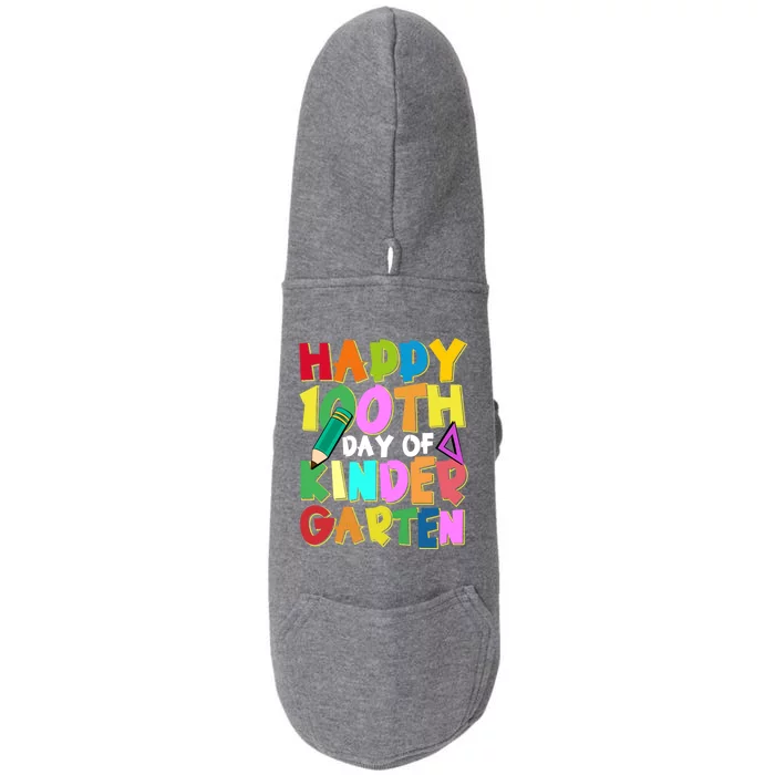 Happy 100th Day Of Kindergarten Groovy 100 Days Of School Gift Doggie 3-End Fleece Hoodie