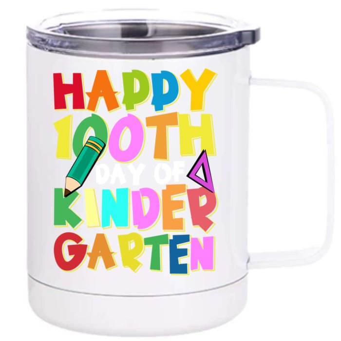 Happy 100th Day Of Kindergarten Groovy 100 Days Of School Gift Front & Back 12oz Stainless Steel Tumbler Cup