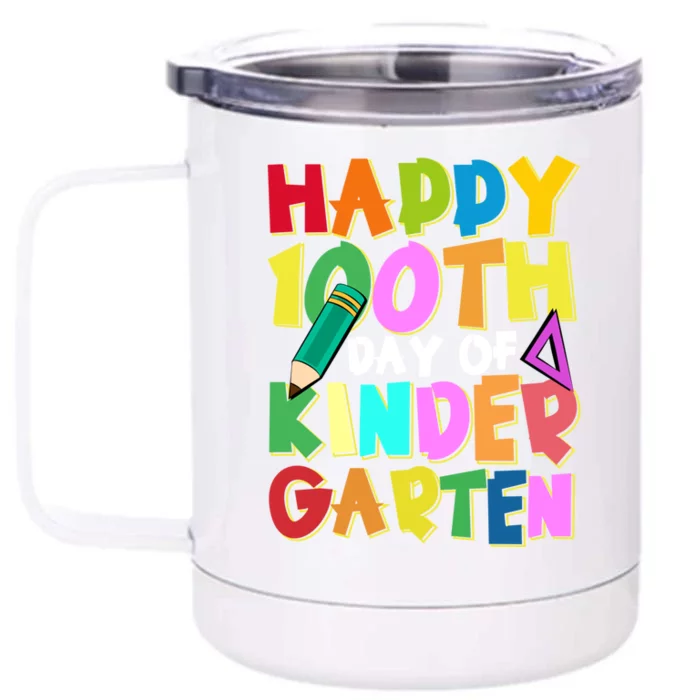 Happy 100th Day Of Kindergarten Groovy 100 Days Of School Gift Front & Back 12oz Stainless Steel Tumbler Cup