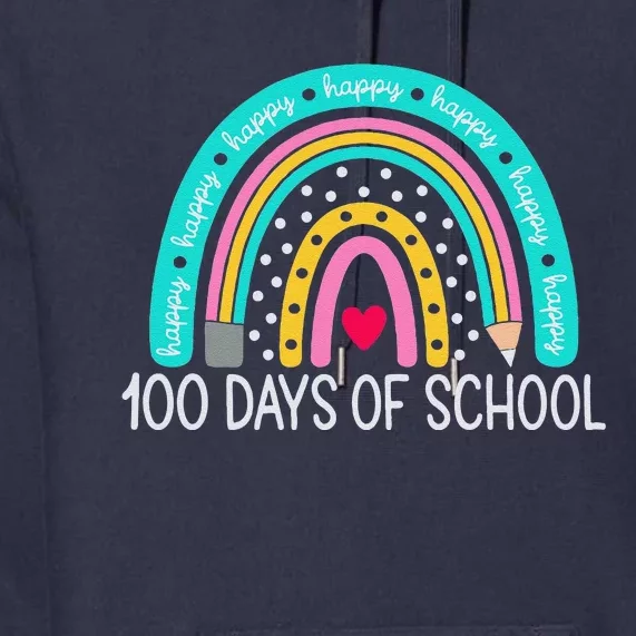 Happy 100th Day Of School Teacher 100 Days Rainbow Funny Premium Hoodie