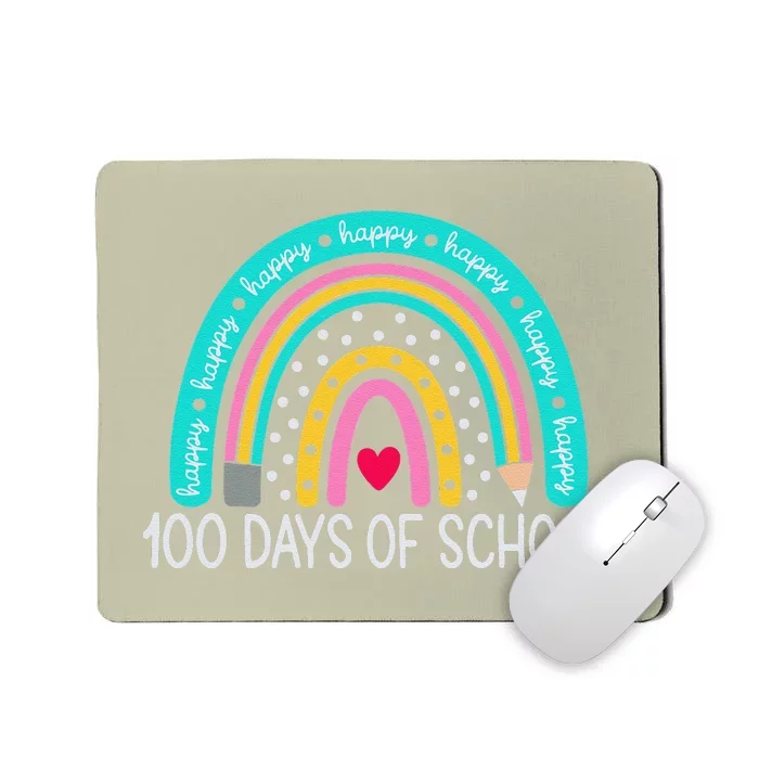 Happy 100th Day Of School Teacher 100 Days Rainbow Funny Mousepad