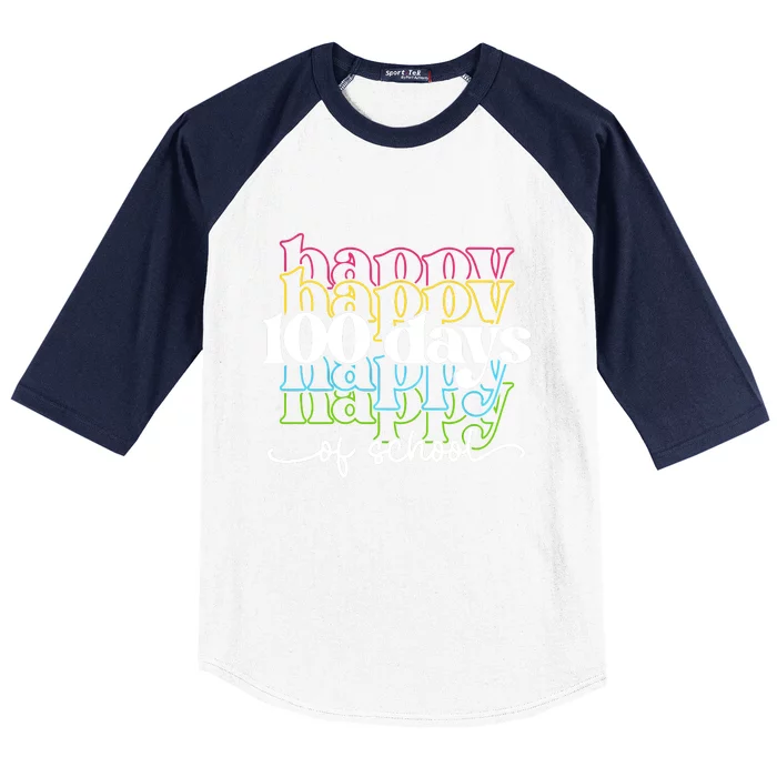 Happy 100 Days Of School Teacher Life Baseball Sleeve Shirt