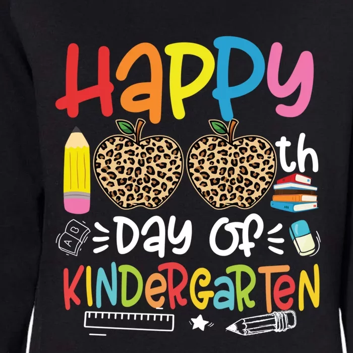 Happy 100th Day Of Kindergarten Leopard Teacher 100 Days Great Gift Womens California Wash Sweatshirt