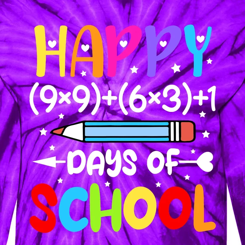 Happy 100th Day Of School Math Teacher 100 Days Tie-Dye Long Sleeve Shirt