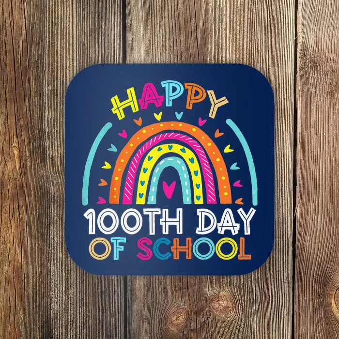 Happy 100th Day Of School Teacher 100 Days Rainbow Coaster