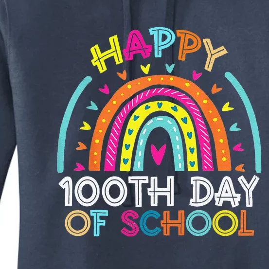 Happy 100th Day Of School Teacher 100 Days Rainbow Women's Pullover Hoodie