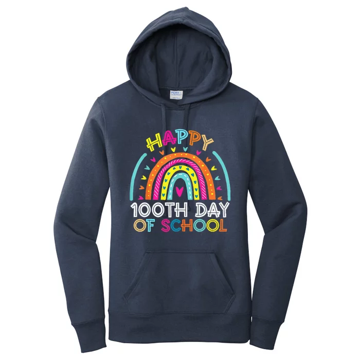 Happy 100th Day Of School Teacher 100 Days Rainbow Women's Pullover Hoodie