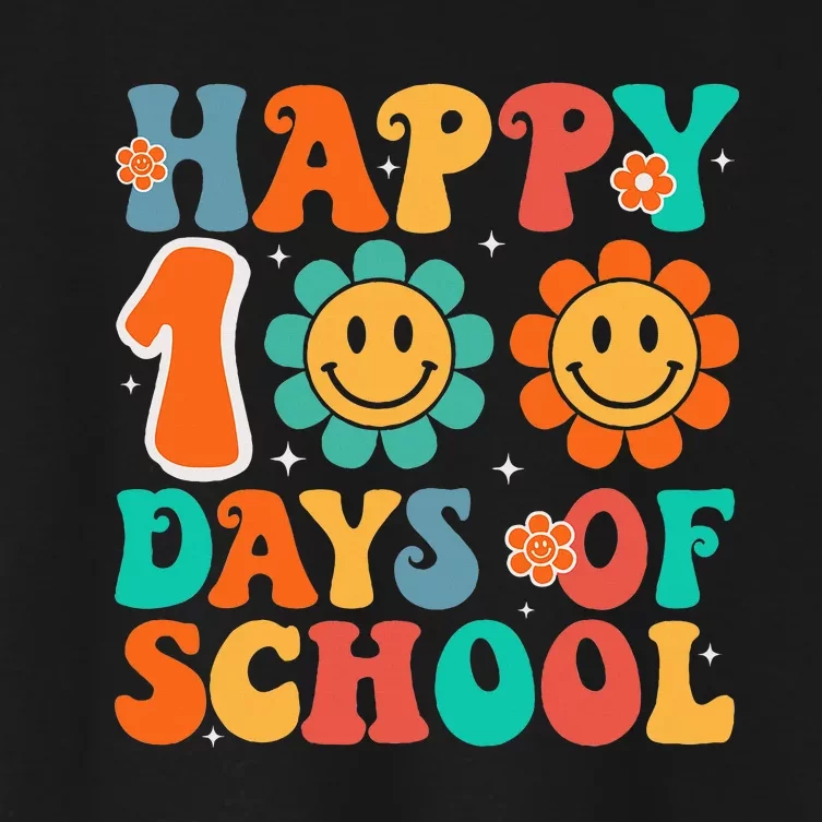 Happy 100th Day Of School 100 Days Of School Teacher Student Women's Crop Top Tee