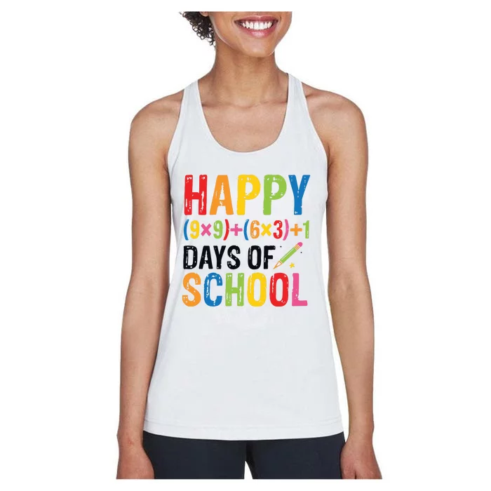 Happy 100 Days Of School 100th Day Teacher Women's Racerback Tank