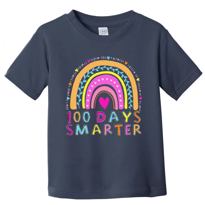 Happy 100th Day Of School Teacher 100 Days Smarter Rainbow Toddler T-Shirt