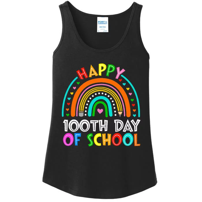 Happy 100th Day Of School Teacher Student Ladies Essential Tank