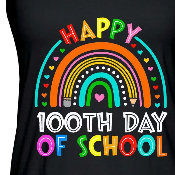 Happy 100th Day Of School Teacher Student Ladies Essential Flowy Tank