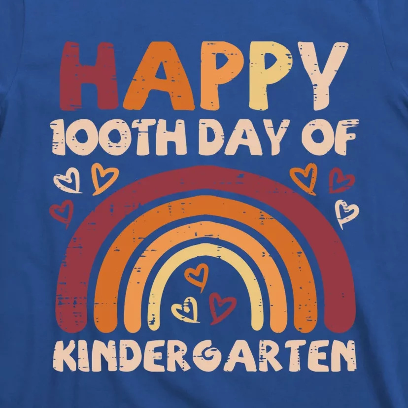 Happy 100th Day Of Kindergarten Rainbow 100 Days Teacher Cute Gift T-Shirt