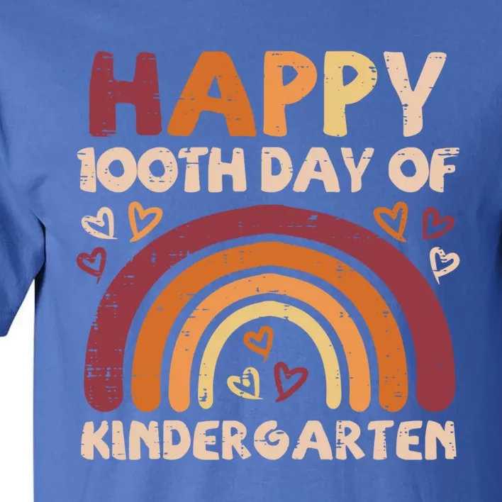 Happy 100th Day Of Kindergarten Rainbow 100 Days Teacher Cute Gift Tall T-Shirt