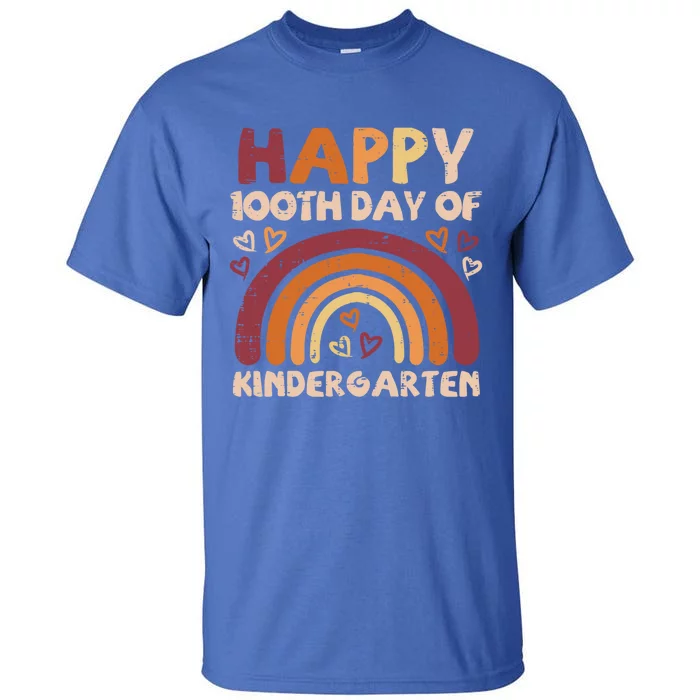 Happy 100th Day Of Kindergarten Rainbow 100 Days Teacher Cute Gift Tall T-Shirt