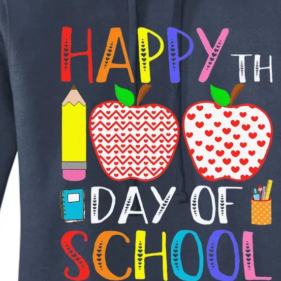 Happy 100th Day Of School Teacher 100 Days Women's Pullover Hoodie