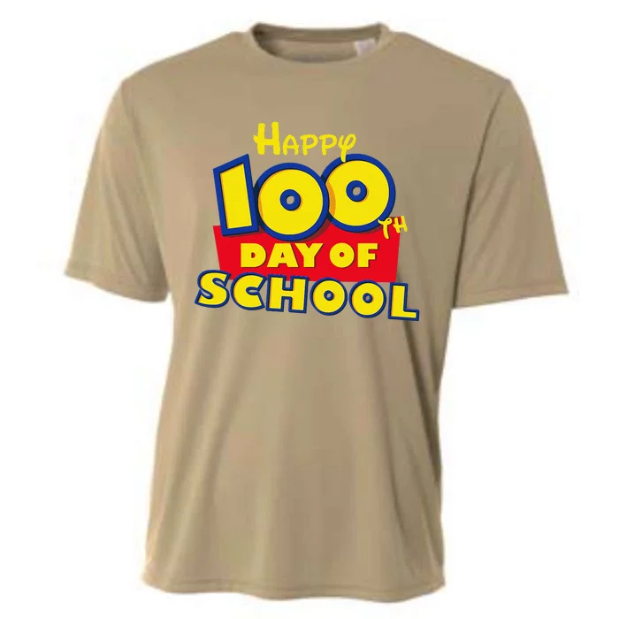 Happy 100th Day Of School Toy Cartoon For Teacher Or Student Cooling Performance Crew T-Shirt