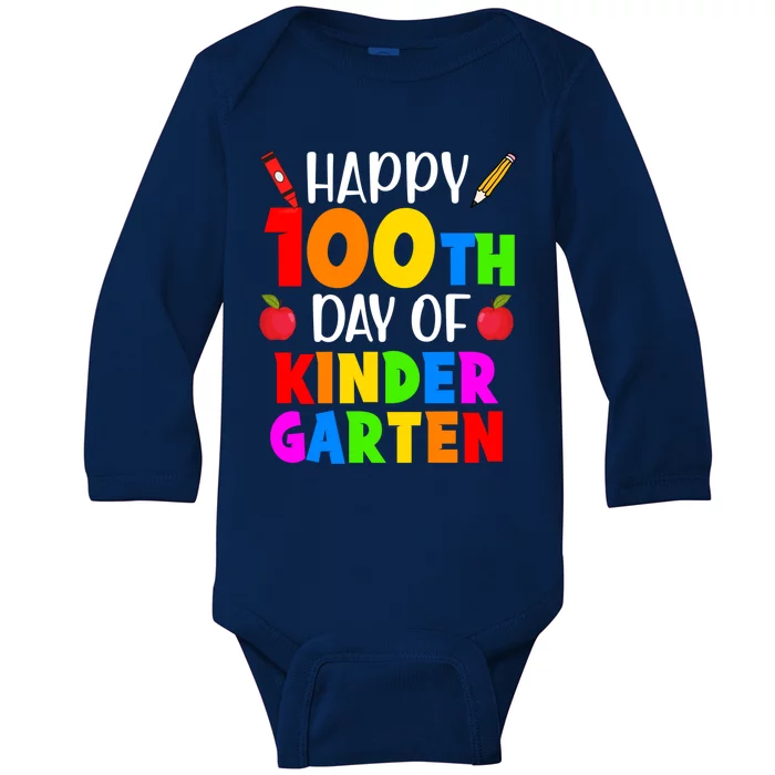 Happy 100th Day Of Kindergarten Teacher 100 Days Smarter Gift Baby Long Sleeve Bodysuit