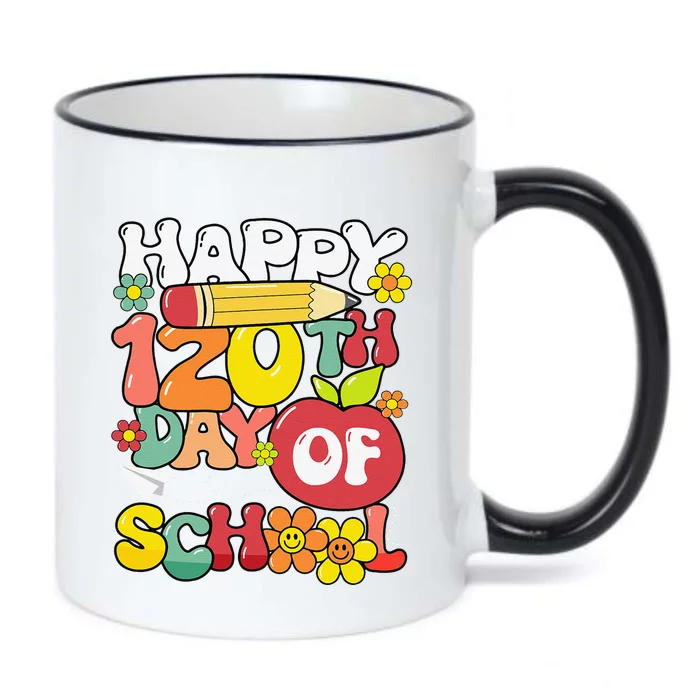 Happy 120th Day Of School Teacher Retro Groovy 120 Days Black Color Changing Mug