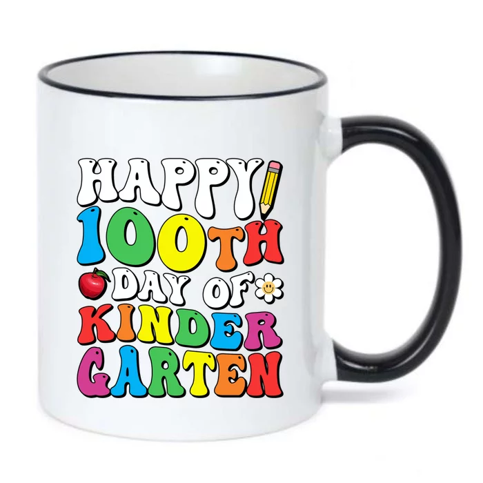 Happy 100th Day Of Kindergarten Teacher 100 Days Groovy Gift Black Color Changing Mug