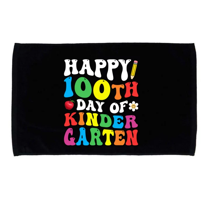 Happy 100th Day Of Kindergarten Teacher 100 Days Groovy Gift Microfiber Hand Towel