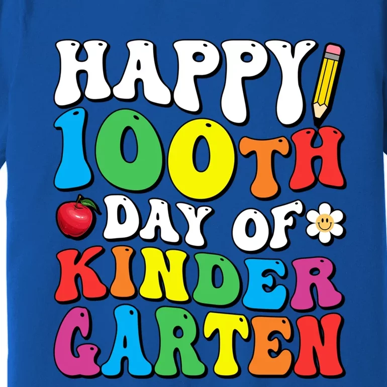 Happy 100th Day Of Kindergarten Teacher 100 Days Groovy Gift Premium T-Shirt