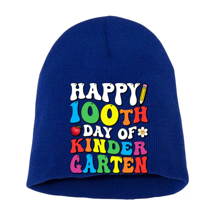 Happy 100th Day Of Kindergarten Teacher 100 Days Groovy Gift Short Acrylic Beanie