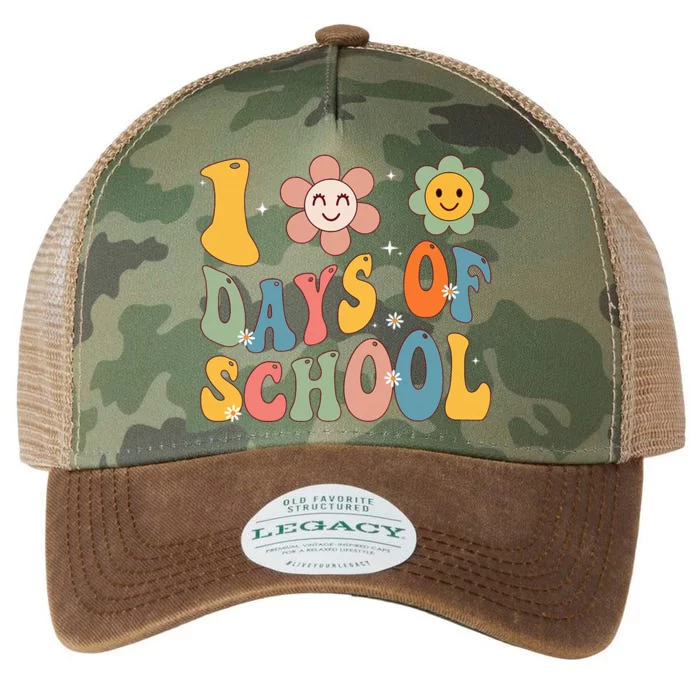 Happy 100th Day Of School Groovy 100 Days Of School Teacher Legacy Tie Dye Trucker Hat