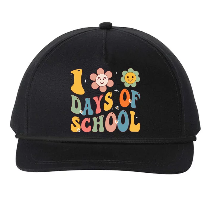 Happy 100th Day Of School Groovy 100 Days Of School Teacher Snapback Five-Panel Rope Hat