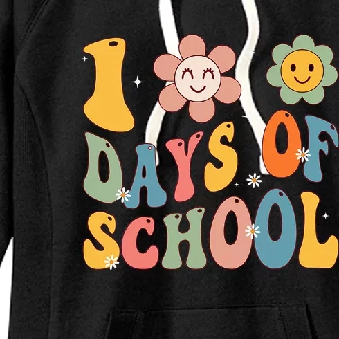 Happy 100th Day Of School Groovy 100 Days Of School Teacher Women's Fleece Hoodie