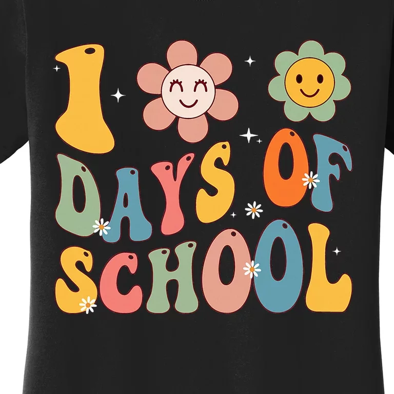 Happy 100th Day Of School Groovy 100 Days Of School Teacher Women's T-Shirt